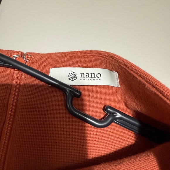 Nano Universe Ribbed Knit Midi Skirt | Rust Orange | Front Slit | Size S - Picture 3 of 3